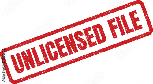 Grungy red rubber stamp with the text unlicensed file, ideal for document management or digital security warnings