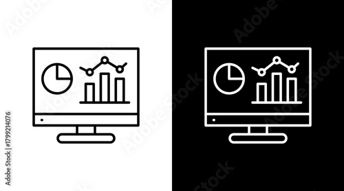 Data Chart White Icon Set Design