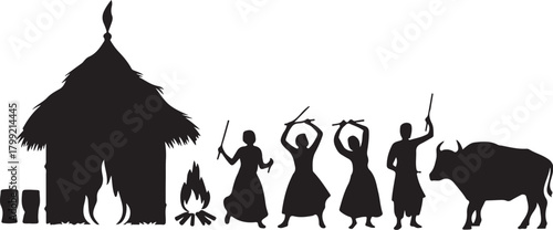 Celebrating cultural traditions in silhouette vector