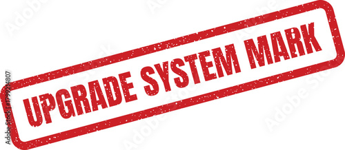 Official red grunge rubber stamp signifying a vital system upgrade mark for operational integrity and performance improvement