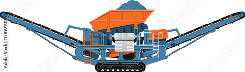 Mobile Rock Crusher Heavy Stone Crushing Machine Vector