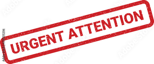 Professional rubber stamp illustration displaying the critical message URGENT ATTENTION with a subtle aged, grunge texture effect