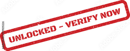 Prominent grunge effect stamp with UNLOCKED VERIFY NOW call to action for secure digital processes