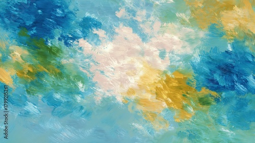 Abstract colorful background with blue yellow and green brush strokes