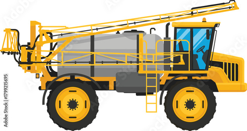 Self-Propelled Agricultural Sprayer Machine Detailed Vector Illustration