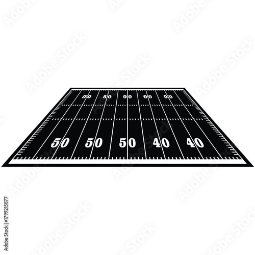 American football field with yard lines and numbers
