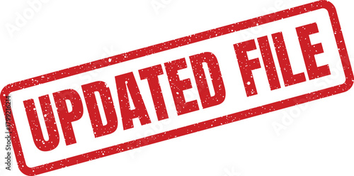 Rectangular vintage style stamp showing a message about a recently updated file