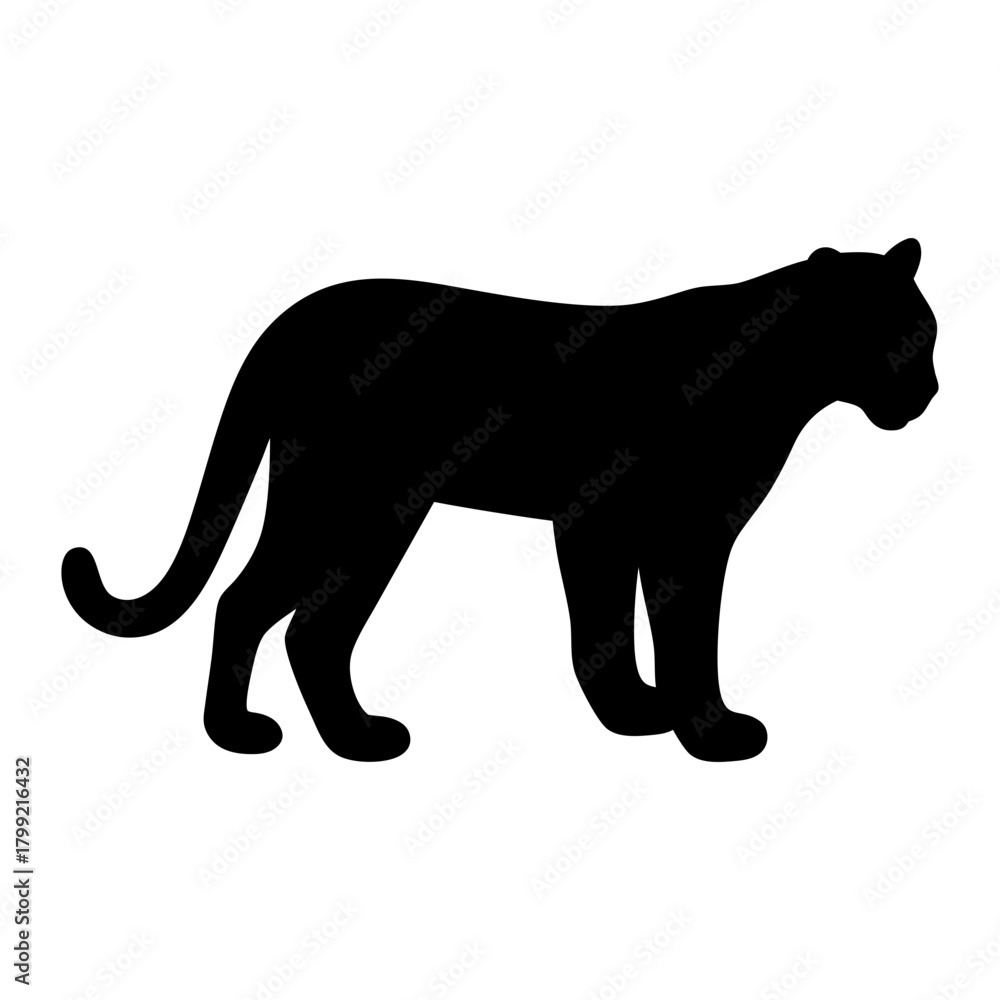 Fototapeta premium Silhouette of a Powerful Black Panther Standing Still, A Majestic Feline