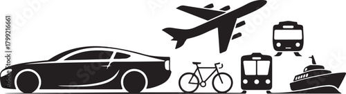 Diverse transportation options, sleek and modern