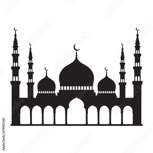 taj mahal silhouette and black and white mosque