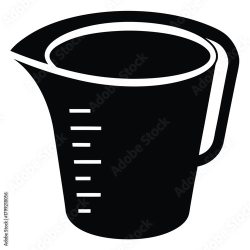 Solid black measuring cup features horizontal lines and a helpful handle design
