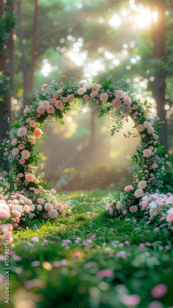 Fototapeta premium Romantic Garden Ceremony with Pink Roses