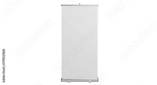White Roll Up Banner Stand isolated on a transparent background
