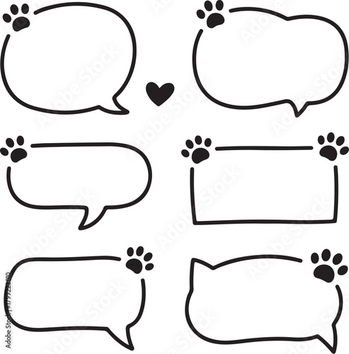 Cute paw print speech bubbles for pet lovers