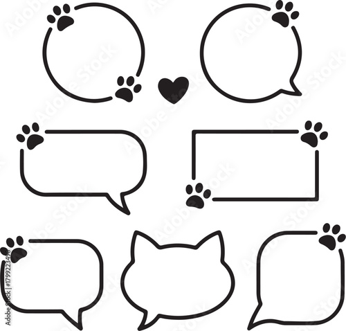 Cute cat paw print speech bubbles for pet lovers