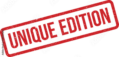 Red grunge texture rubber stamp mark featuring the text unique edition for special series items