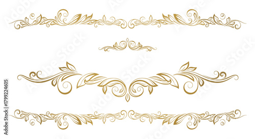 Elegant golden decorative border elements perfect for invitations and formal designs.