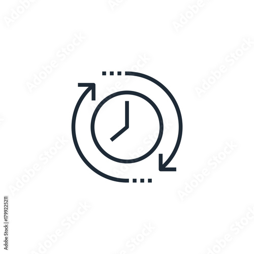 The process of the New time.Vector linear icon isolated on white background.