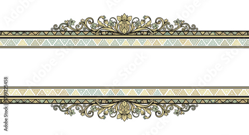 Elegant ornate decorative border with intricate scrollwork and geometric patterns for design projects.