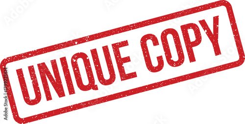 Red rectangular unique copy rubber stamp with distressed texture for official document identification
