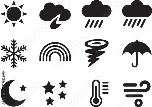 Weather forecast icons pack for app or website