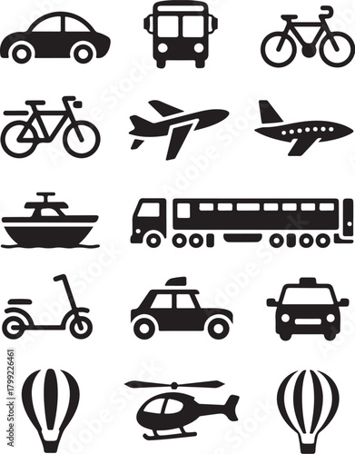 Diverse transportation modes for modern needs icon