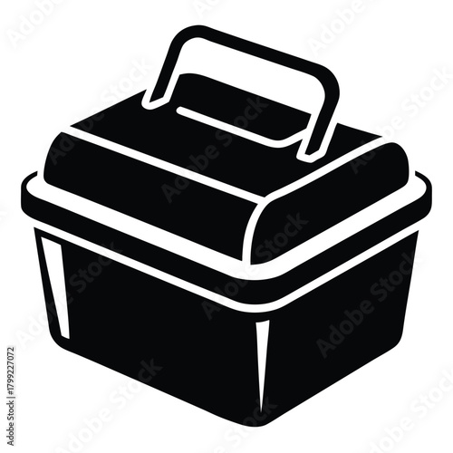 Black storage container displays sturdy construction, showcasing rounded edges and a strong carrying handle