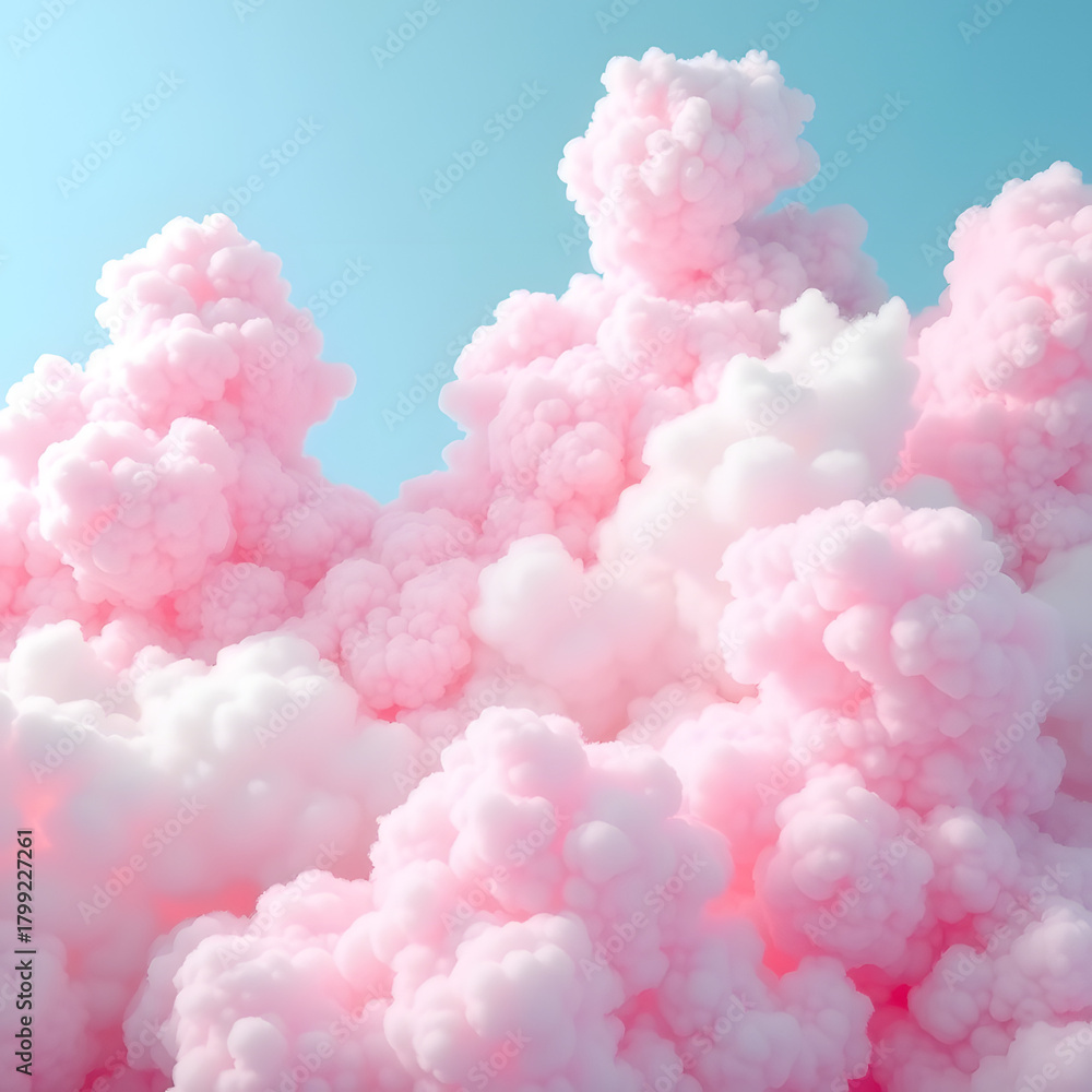 Fototapeta premium Pink winter sky with texture of light clouds and blue air