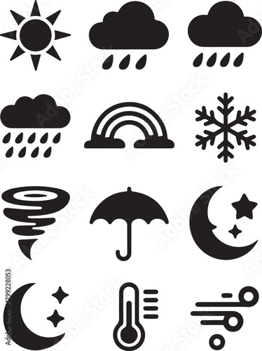 Weather forecast icons for app design elements