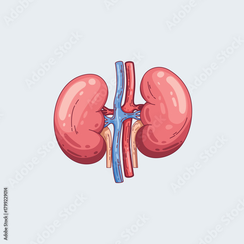 Kidney Anatomy Illustration Medical Vector of Human Organs