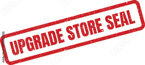 Textured red rubber seal indicating a store upgrade implementation or a new version release for retail operations