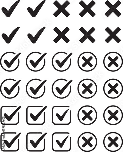 Checkmarks and crosses for voting and selections