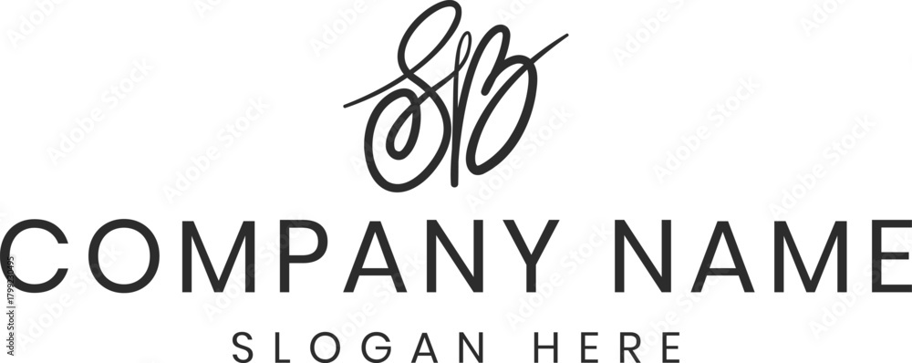 Fototapeta premium SB Initial Letter Signature Logo Template – Handwritten Monogram, Minimalist, Elegant, Modern Branding Design for Business