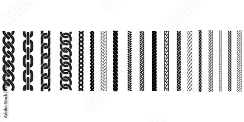 Seamless rope brush Strokes set for illustrator