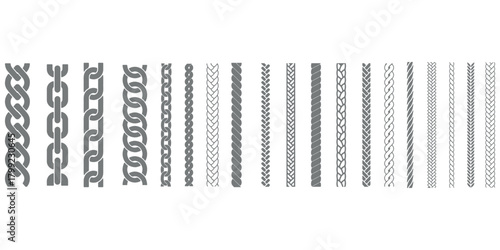 Seamless rope brush Strokes set for illustrator