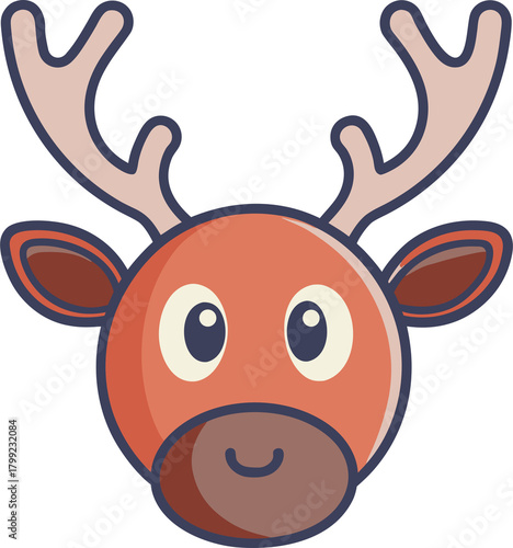 Cute Christmas Reindeer Head
