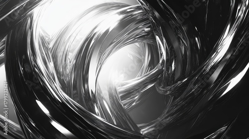 Fototapeta Naklejka Na Ścianę i Meble -  Abstract chrome metal swirling pipes light reflection