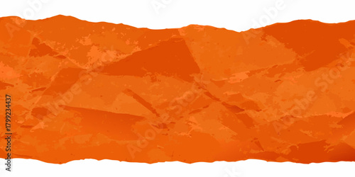 Abstract textured orange paper background with torn edges and white space