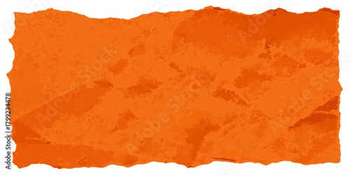 Rough textured orange paper with torn edges isolated on white background