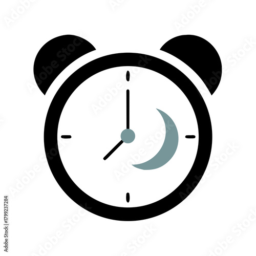 Nighttime Clock Icon – Moon Time Tracker Symbol