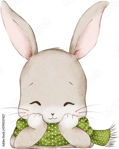 Cute Watercolor Christmas Bunny