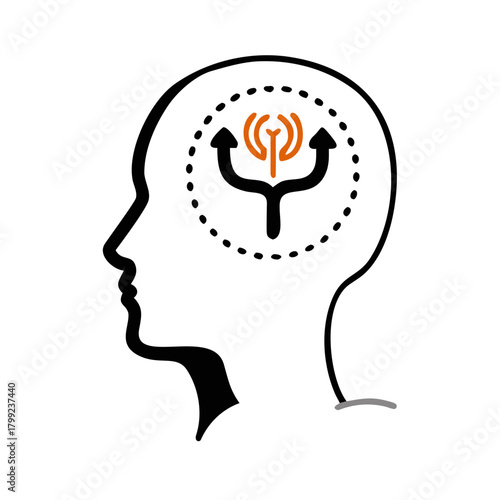 Brain Nervous System Icon – Human Head with Neural Illustration