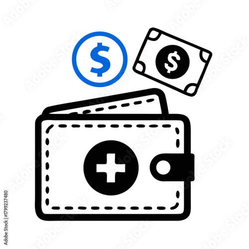 Medical Wallet Icon – Healthcare Finance and Billing Symbol