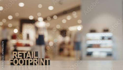 A blurred retail space with RETAIL FOOTPRINT in focus. The image suggests brand presence, market growth, and strategic expansion within the retail industry.