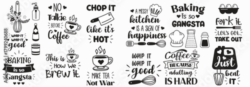 Kitchen Typography Posters,Funny Cooking Quotes. Culinary Lettering Set, Food. Cooking Quote Illustration Pack , Chef, Cafe . Restaurant Typography, Motivational Kitchen Wall Art – Retro Calligraphy.