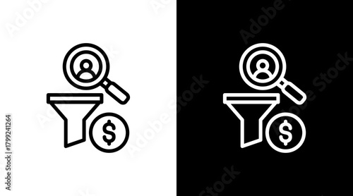 Sales Funnel White Icon Set Design