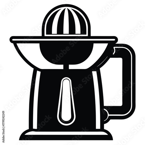 Juicer machine highlighted in black and white features a bold striped dome top design