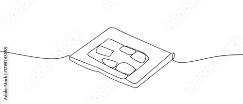 SIM card in one continuous line Dynamic single line draw design vector illustration Editable stroke.