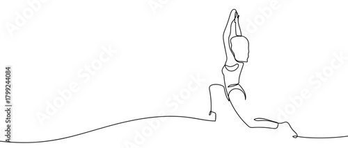 Women's yoga in one continuous line Dynamic single line draw design vector illustration Editable stroke.