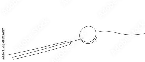 Dental mirror in one continuous line Dynamic single line draw design vector illustration Editable stroke.